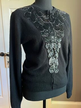 1970s (?) Marisa Christina lined Black Sweater with black sequins